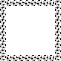 Soccer ball frame template design. Soccer frame or border. Soccer balls on beautiful green grass frame.