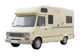 Isolated vintage campervan retro vehicle for road trip or vacation and leisure transport