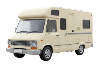 Isolated vintage campervan retro vehicle for road trip or vacation and leisure transport