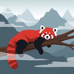 Red Panda Relaxing Mountain Branch.