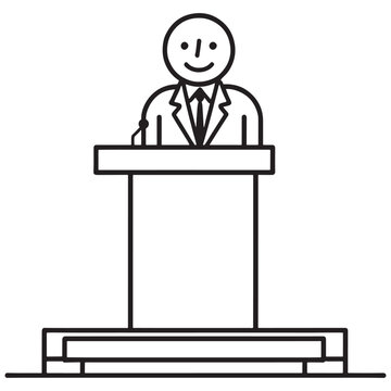 recommend clip art: Smiling Public Speaker at Podium with Microphone Illustration