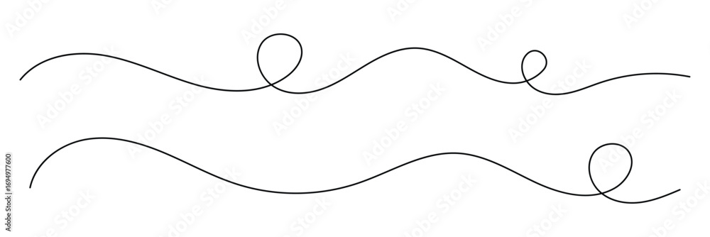 Poster curved line collection. set of curly abstract pattern. looping squiggle wave and curve lines. decora