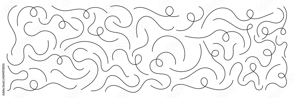 Poster hand drawn wavy squiggle line. abstract looping curved line set. decorative curly abstract pattern. 
