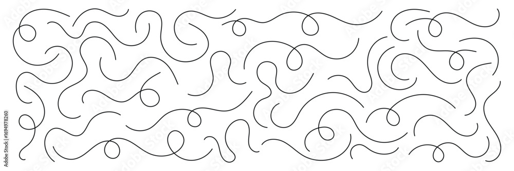 Poster hand drawn wavy squiggle line. abstract looping curved line set. decorative curly abstract pattern. 