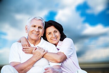 Obraz premium Happy old family senior man and woman enjoy outdoor