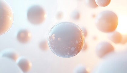 Abstract Spheres Background in Soft Pastel Hues with Shiny, Glassy Texture Detail