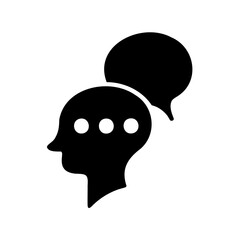 Human Head with Thought Bubbles Representing Thinking and Communication Concept