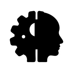 Human Head Combined with Gear Wheel Symbolizes Mechanical and Creative Thinking