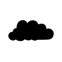 Dark monochrome silhouette of a cloud formation against a plain white background