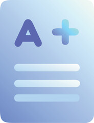 Obraz premium Purple letter a plus sign on blue paper grade score