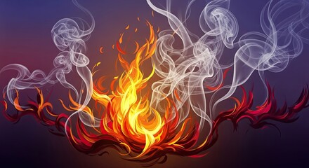 Fototapeta premium Ethereal Fire Smoke Abstract Art 