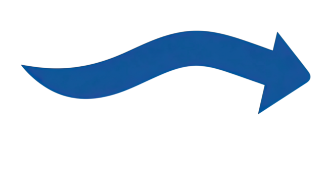 Dynamic Abstract Blue Wavy Arrow Pointing Right, a Versatile Transparent Png Cutout Image for Visual Communication and Design Projects