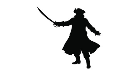 a pirate holding sword with dramatic pose silhouette