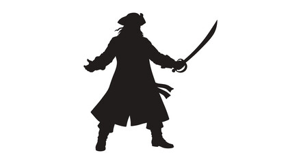 a pirate holding sword with dramatic pose silhouette