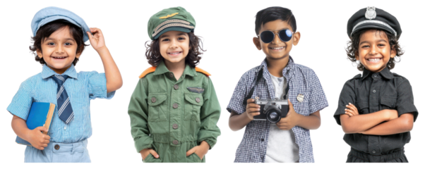 Children in various professional costumes