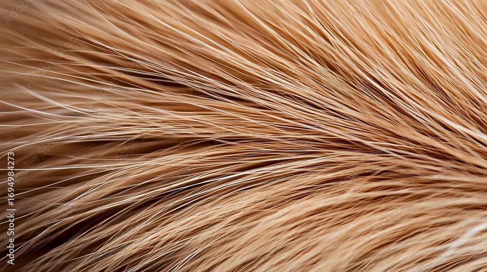 Aufkleber soft golden brown fur texture with flowing strands creating natural waves and patterns, close-up mac