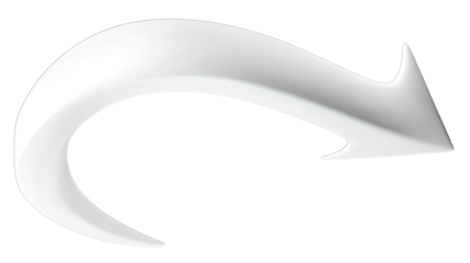 Sleek White 3d Curved Arrow Pointing Right, Creating a Dynamic Visual, a Transparent Png Cutout Image for Graphic Design Projects