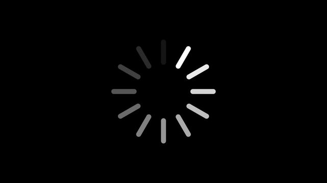 Loading scale. Video animation on transparent background. Video loading loop. Loading bar. Buffering circle. Loading progress bar indicator. Loading circle icon on black background animation.