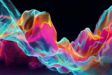 Obraz premium Striking Surreal Neon Wave in Digital Fantasy