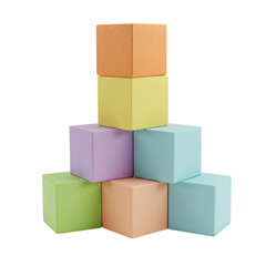 Obraz premium 3d illustration of stack of colorful wooden blocks isolated on transparent background