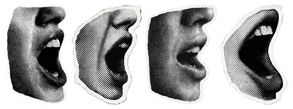 Vintage collage mouths speaking