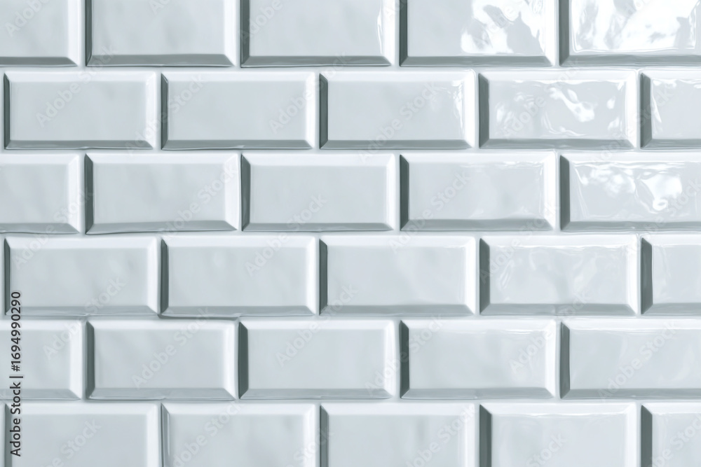 Poster white glossy rectangular tiles wall background texture pattern design