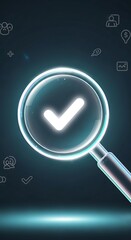 Fototapeta premium Complete Task With A Magnifying Glass And Checkmark, Illustrating Approval And Verification Process Beautifully