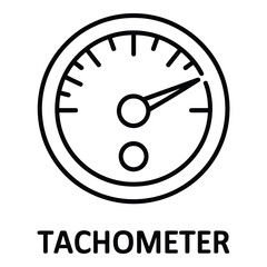 Tachometer gauge measuring speed and revolutions per minute with needle indicator and scale markings for r silhouette