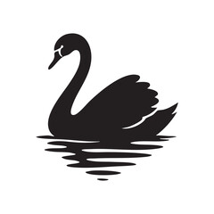 Elegant Swan Silhouette Gliding Gracefully Across Still Waters Creating a Serene and Peaceful Ambiance