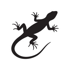 Naklejka premium Silhouette of a Lizard An Illustration of a Reptile with Pointed Claws Curled Tail and Scaly Skin