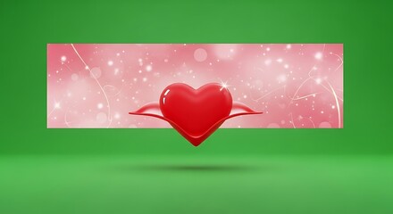 Red Heart with Pink Sparkle Banner.
