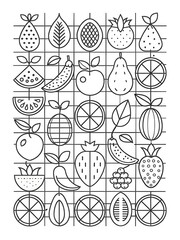 Outline fruit pattern isolated on white background