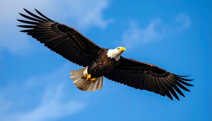Fototapeta premium Majestic eagle soaring in a vibrant blue sky