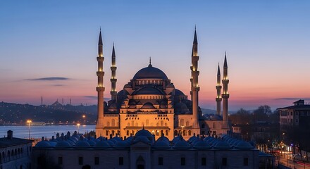 Istanbul Mosque Sunset Silhouette.