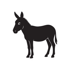 Serene Silhouette of a Donkey Standing Calmly A Monochrome Depiction of a Domesticated Equine