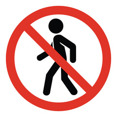 No pedestrian access sign with a red circle and diagonal line indicating prohibition and safety measure silhouette © SEcho