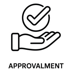 Hand holding checkmark icon representing approval and acceptance with positive confirmation sign symbol silhouette © SEcho
