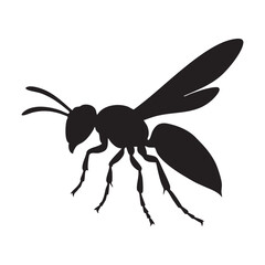 Wasp Silhouette in Detailed Vector Graphic an Illustration of Harmful Garden Insects