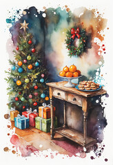  A glass teapot with floating flower petals rests on a windowsill, glowing beside a candle as snow blankets the world outside. The composition captures the gentle tension between seasonal cold.