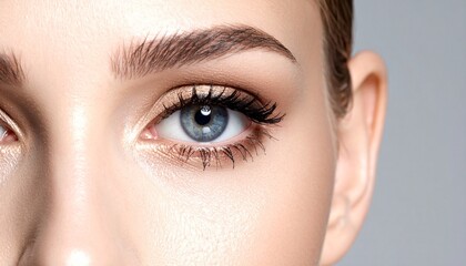 Obraz premium Closeup of a Woman's Eye with Perfect Eyebrows and Makeup.