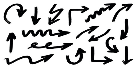 vector set of grunge Collection of Black Hand-Drawn Arrows