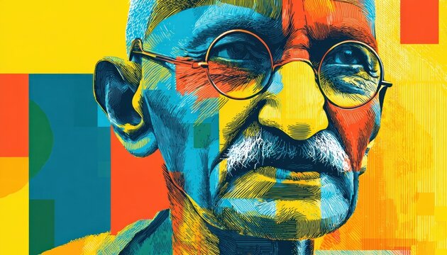 Abstract vector poster for Gandhi Jayanti on 2nd October, clean modern layout