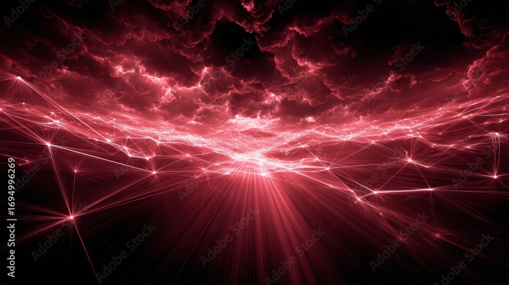 Poster navigating the digital frontier: a glimpse into network evolution. daring imagery. futuristic networ