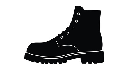 a black boot with thick sole and laces silhouette