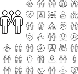 Diverse Outline Icons Representing Teamwork Collaboration and Human Connection for Business and Social Themes Line Art