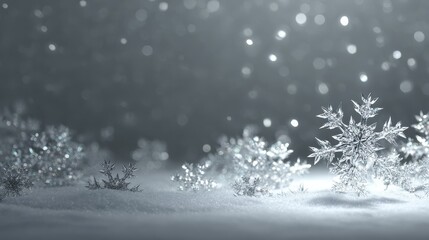 glowing silver snowflakes on a winter background