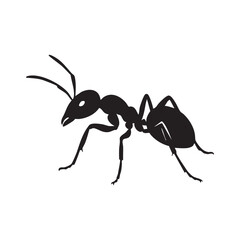Silhouette of an Ant Detailed Black and White Illustration Arthropod Insect Graphic Depiction Standing on the Surface Unique Creative Design
