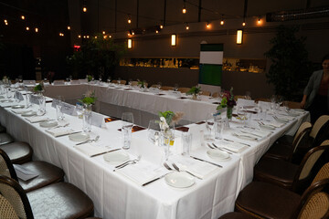 table settings before a fancy banquet 