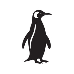 Obraz premium Simple Black and White Emperor Penguin Illustration Standing Tall on White Background Design for Logo or Decoration