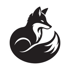 Elegant Fox Silhouette Curled in a Circle A Minimalist Emblematic Design of Wildlife Beauty and Natural Symmetry Symbolizing Cunning